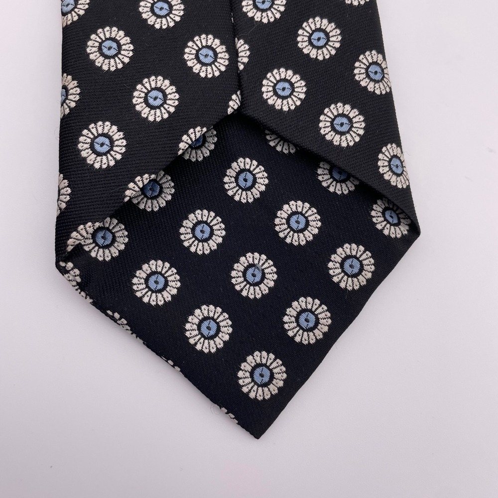Cancia Polyester Men's Necktie Black Floral Pattern - Picture 3 of 4